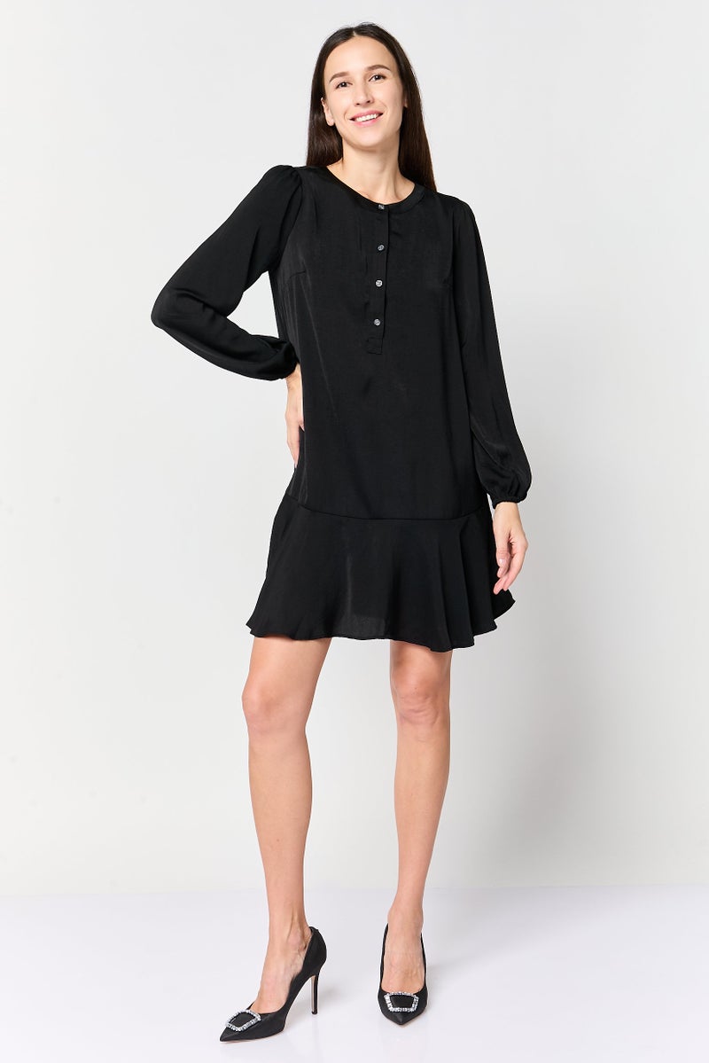 GAP Women Solid Mini Dress, Black - Image 2